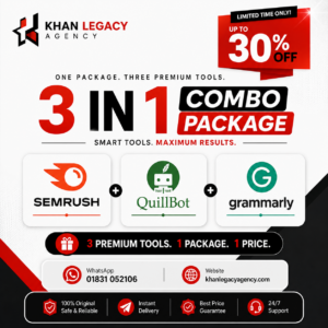3 in 1 Combo Package – Semrush + QuillBot + Grammarly (Premium Subscription)